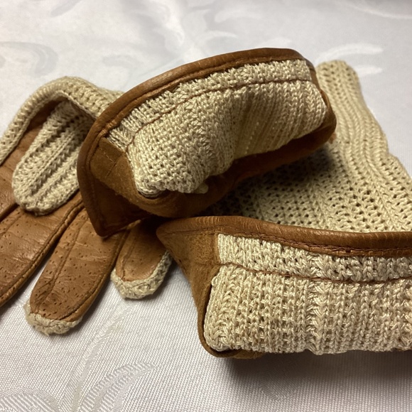 Ladies, gloves, crochet, and real leather vintage see description below - Picture 4 of 6